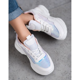 SHELOVET Modne tenisice sa šljokicama bijela 1