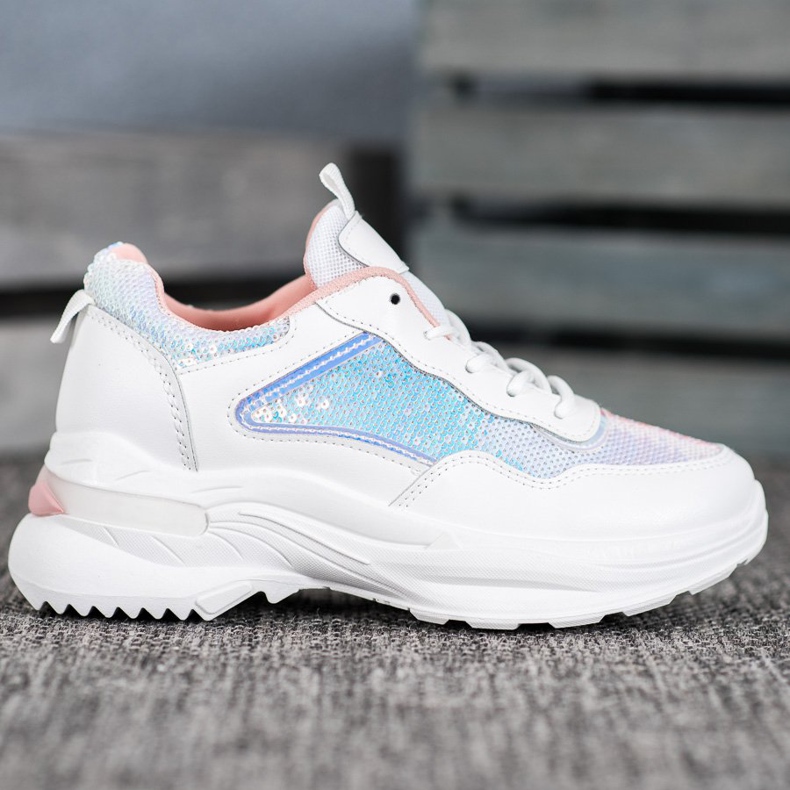 SHELOVET Modne tenisice sa šljokicama bijela 2