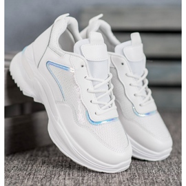 SHELOVET Modne tenisice sa šljokicama bijela 2