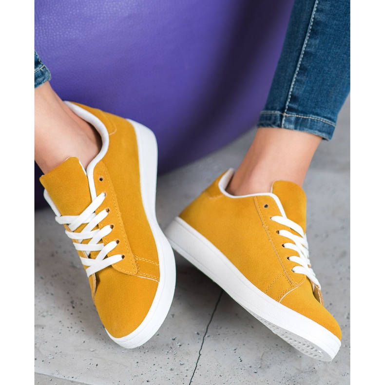 SHELOVET Udobne cipele od eko kože žuta boja 2