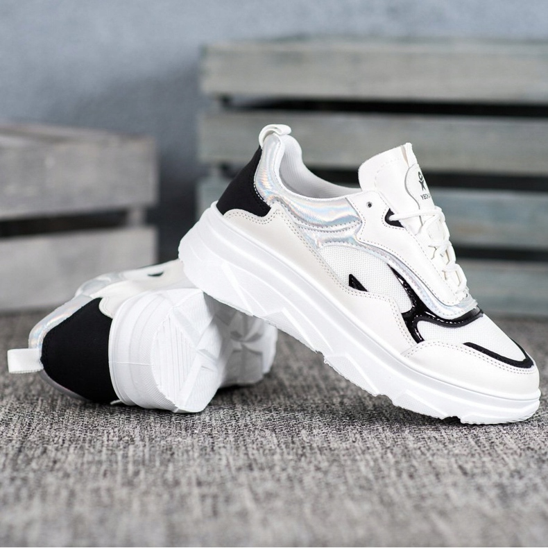 SHELOVET Modne bijele tenisice bijela crno 1