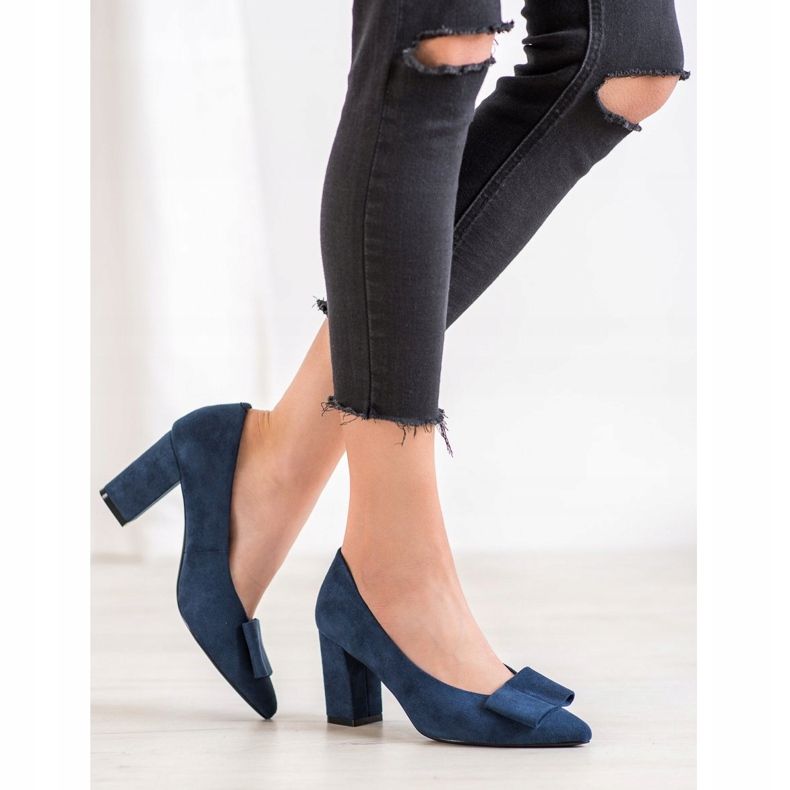 W. Potocki Glitter pumpe s lukom plava 2