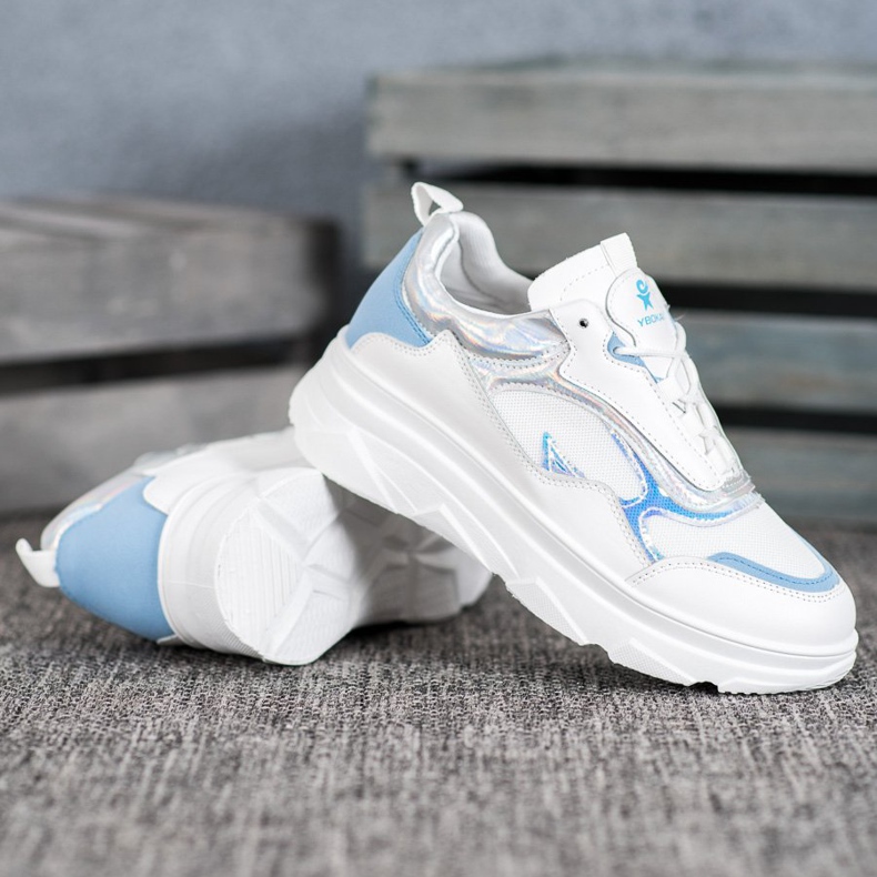 SHELOVET Modne bijele tenisice bijela plava 1