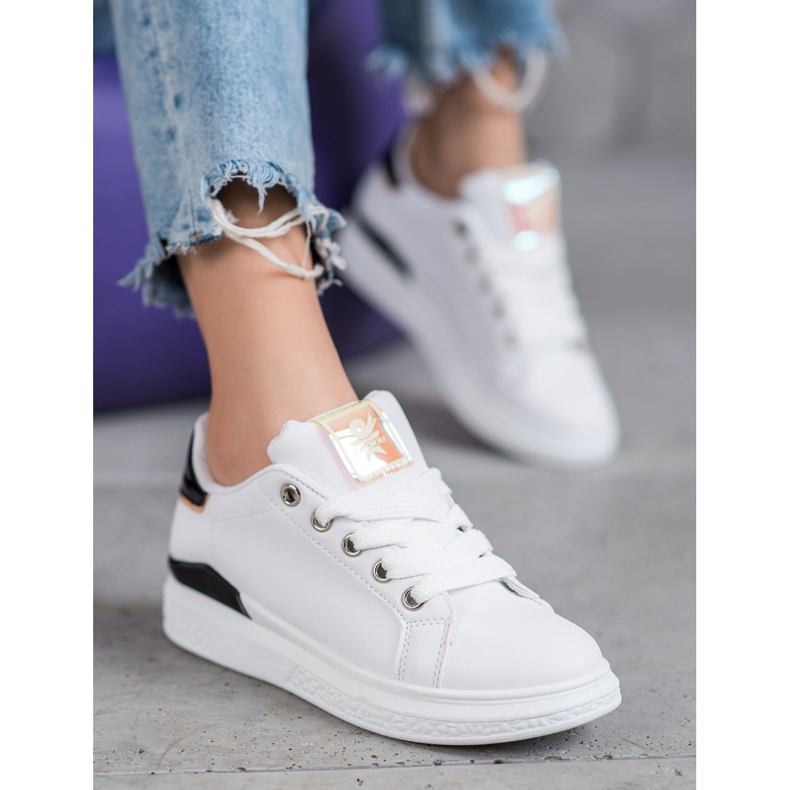 SHELOVET Sportske cipele od eko kože bijela crna 2