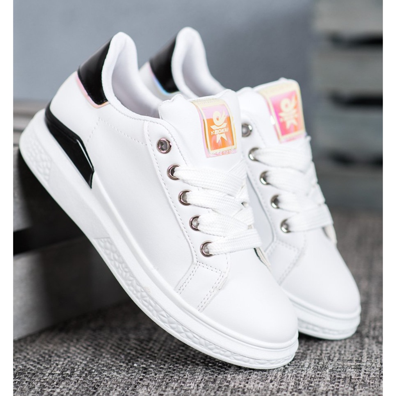 SHELOVET Sportske cipele od eko kože bijela crno 1