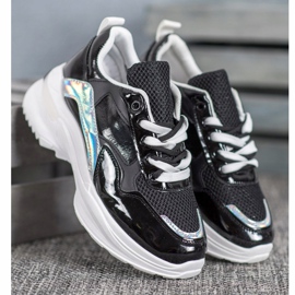 SHELOVET Elegantne tenisice od eko kože crno 1