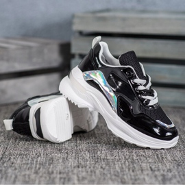 SHELOVET Elegantne tenisice od eko kože crna 2