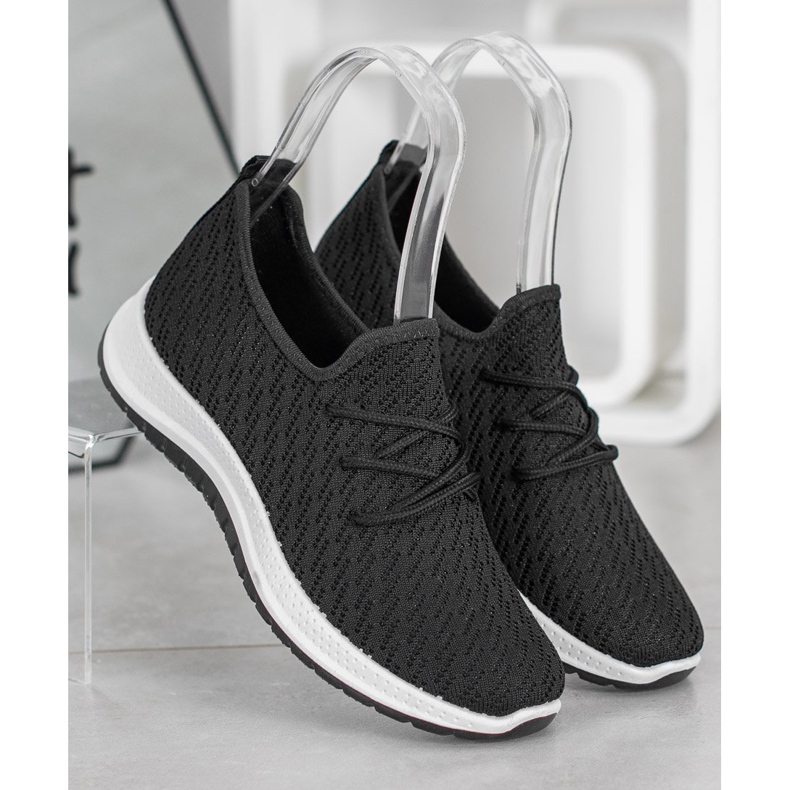 SHELOVET Crna ažurna sportska obuća crno 2