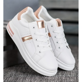 SHELOVET Sportske cipele sa zlatnim umetcima bijela 2