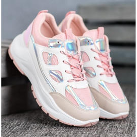 SHELOVET Udobne tenisice s mrežom bijela ružičasta raznobojna 1