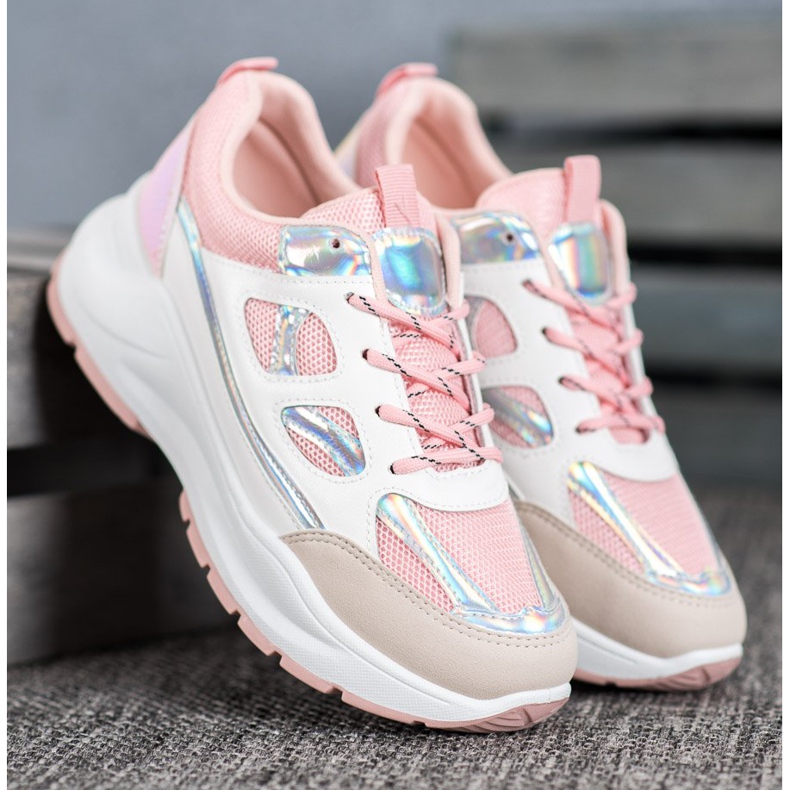 SHELOVET Udobne tenisice s mrežom bijela ružičasta višebojan 1