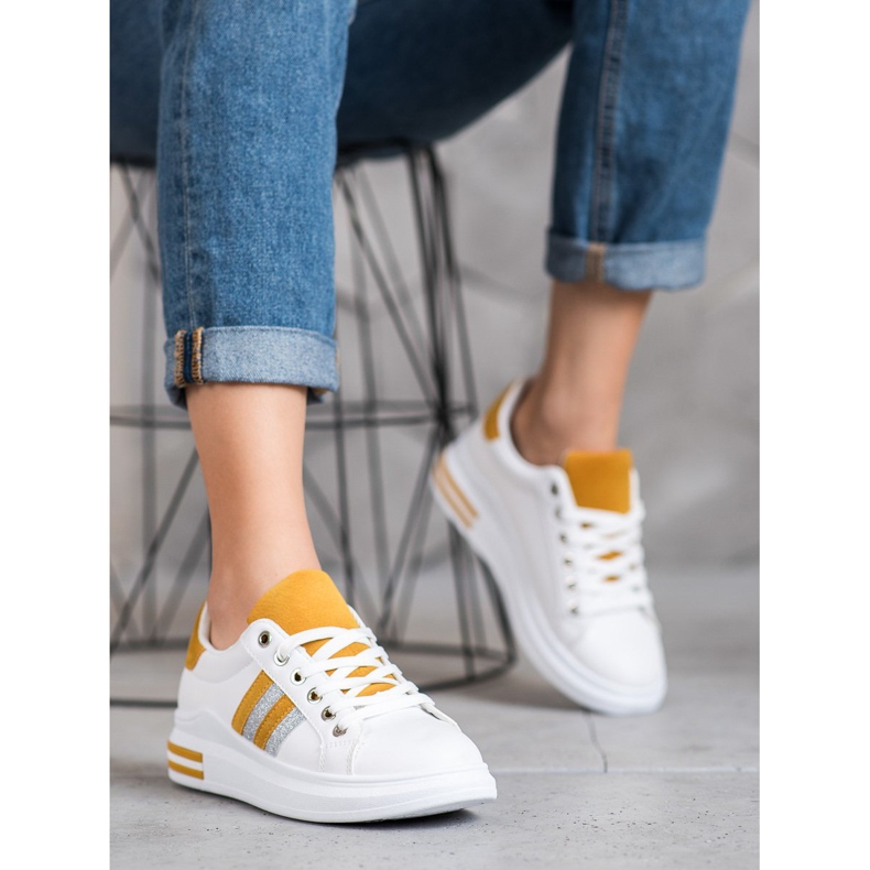 SHELOVET Sportska obuća na platformi bijela žuta boja 1