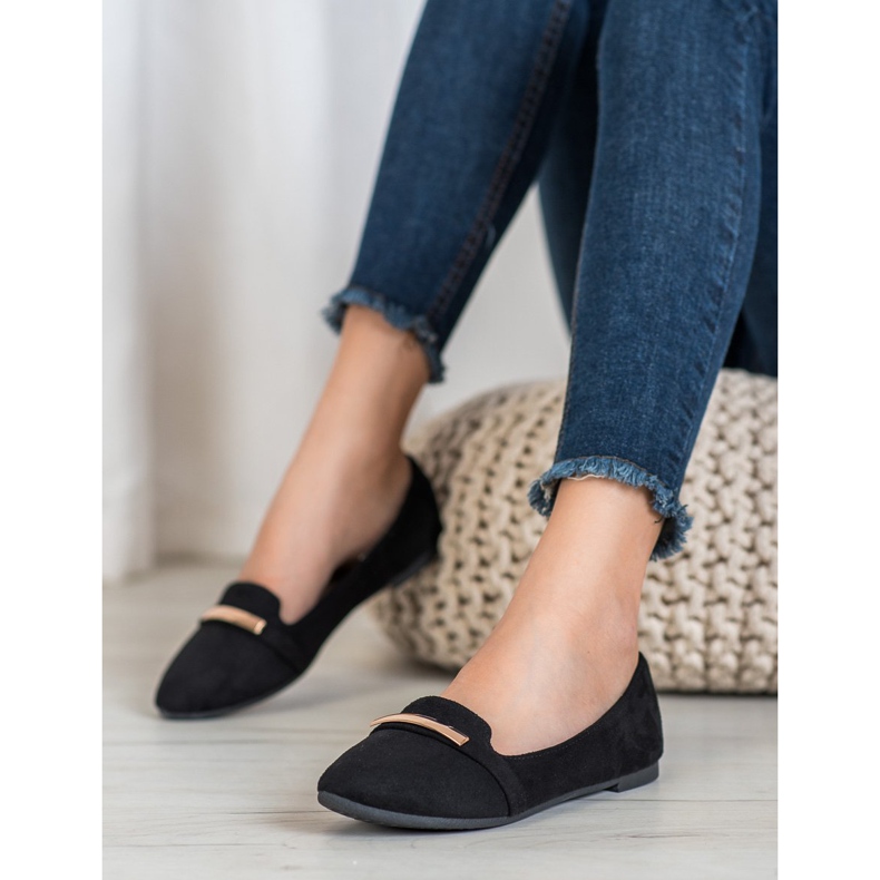 SHELOVET Crna balerina s ukrasom crno 1