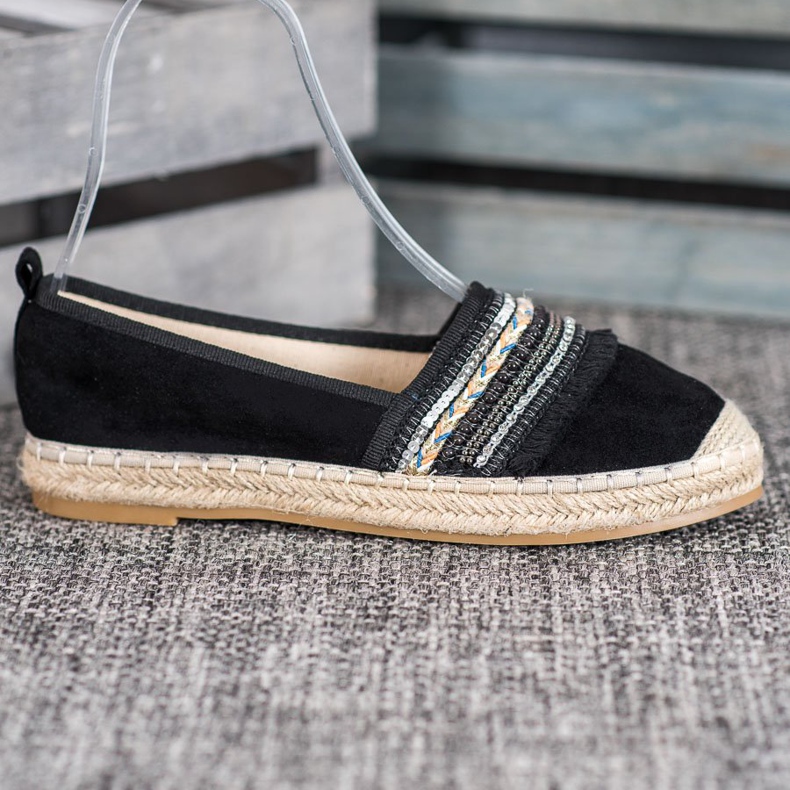 RTX WALK Udobne espadrile s ukrasima crno 1