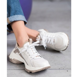 Goodin Ažurne kožne tenisice bijela žuta boja 2