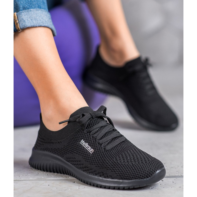 SHELOVET Vezane tekstilne cipele crna 1