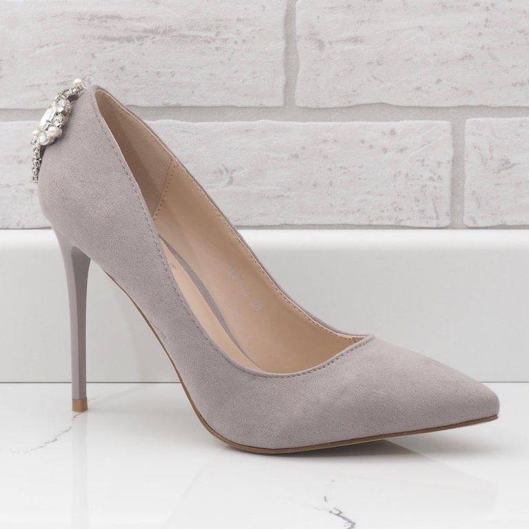 Sive klasične štikle s kubnim cirkonijem 9229-13 siva 1