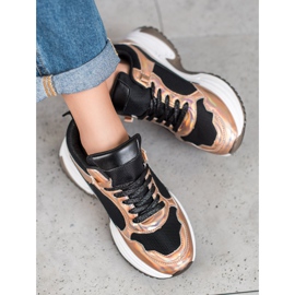 SHELOVET Modne tenisice s Holo efektom crno žuta boja 1