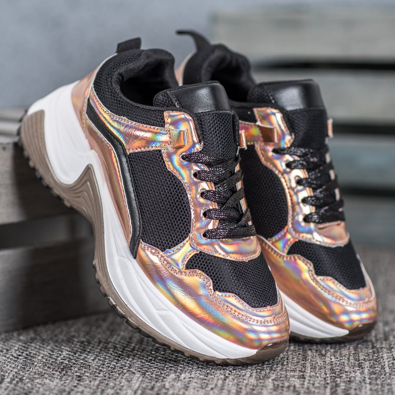 SHELOVET Modne tenisice s Holo efektom crno žuta boja 2