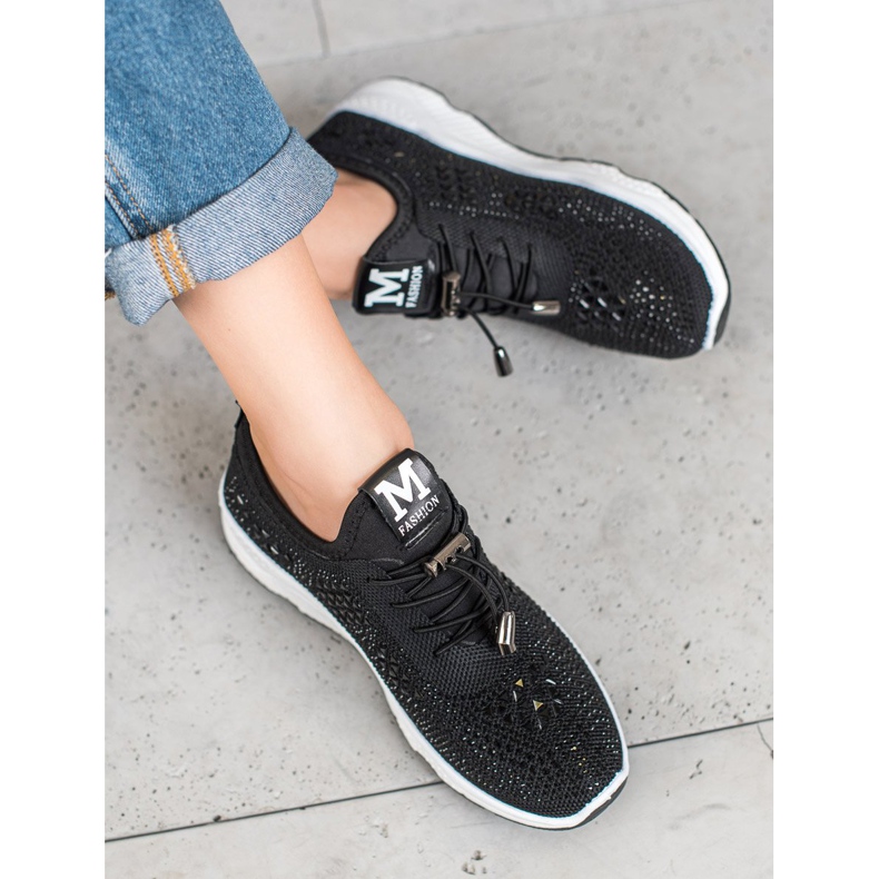 SUPER COOL Vezane cipele s kristalima crna 1