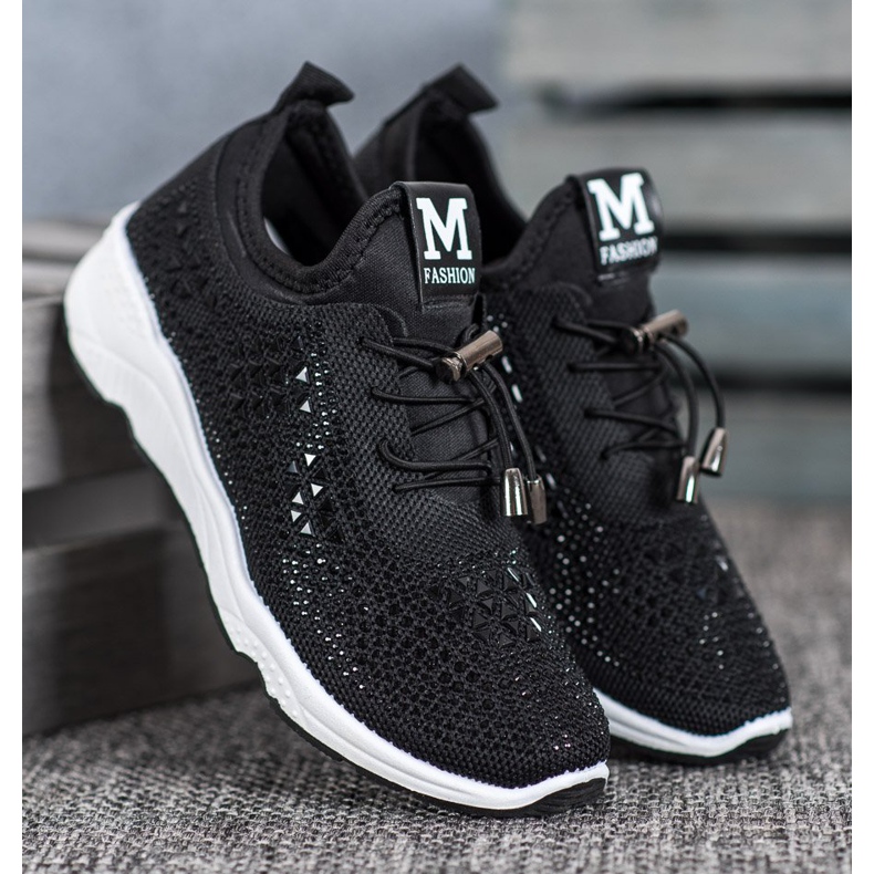 SUPER COOL Vezane cipele s kristalima crno 2