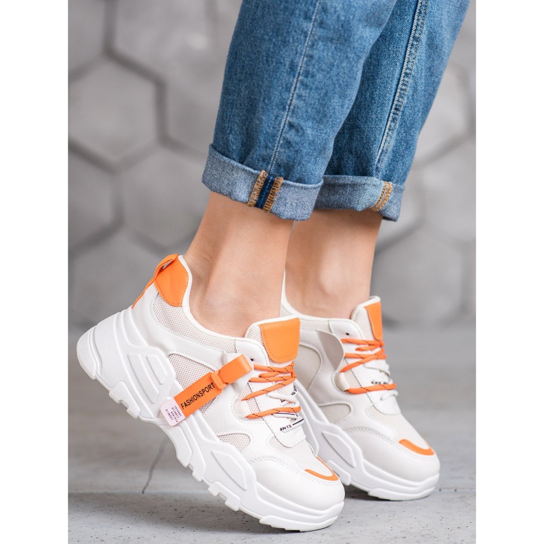 SHELOVET Modne sportske tenisice bež naranča 1