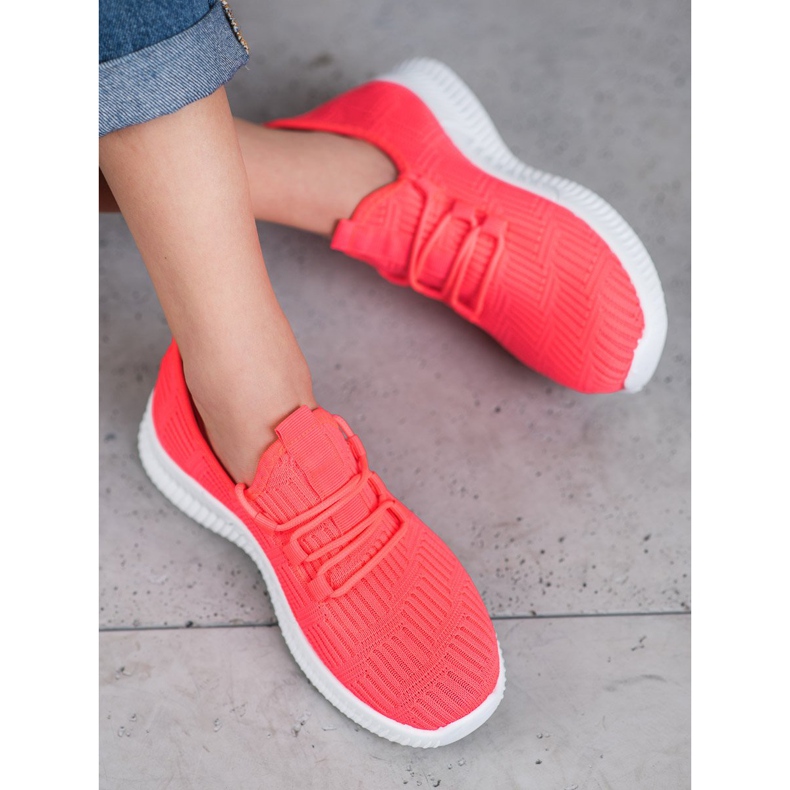 SHELOVET Udobne cipele od tekstila ružičasta 1