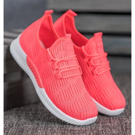 SHELOVET Udobne cipele od tekstila ružičasta 2