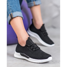 SHELOVET Udobne cipele od tekstila crna 1