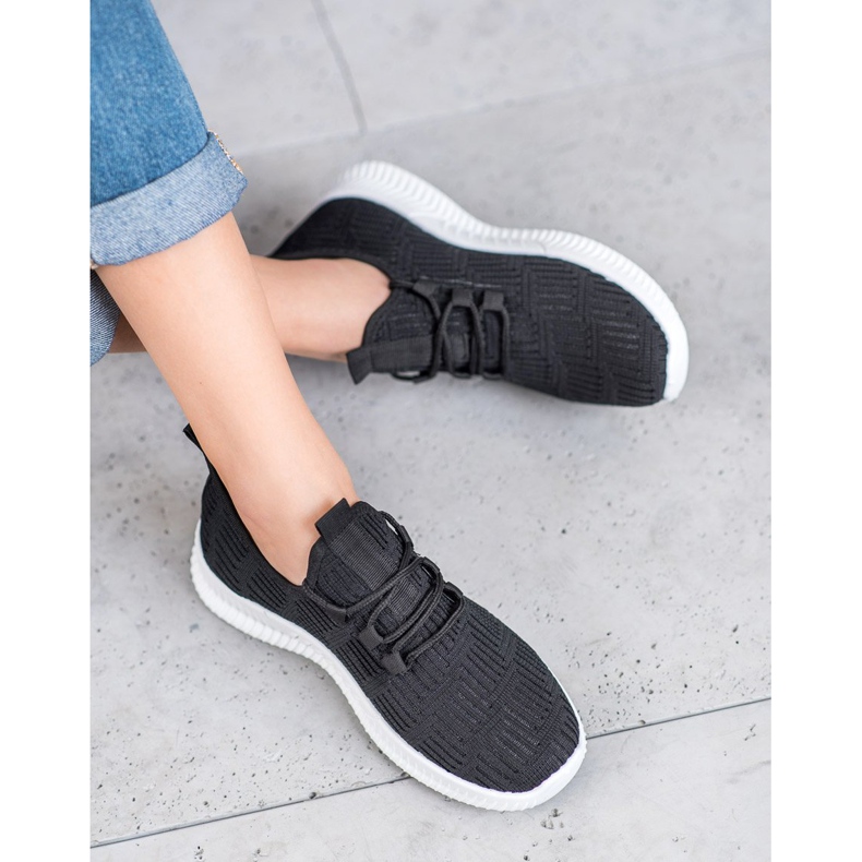 SHELOVET Udobne cipele od tekstila crna 2