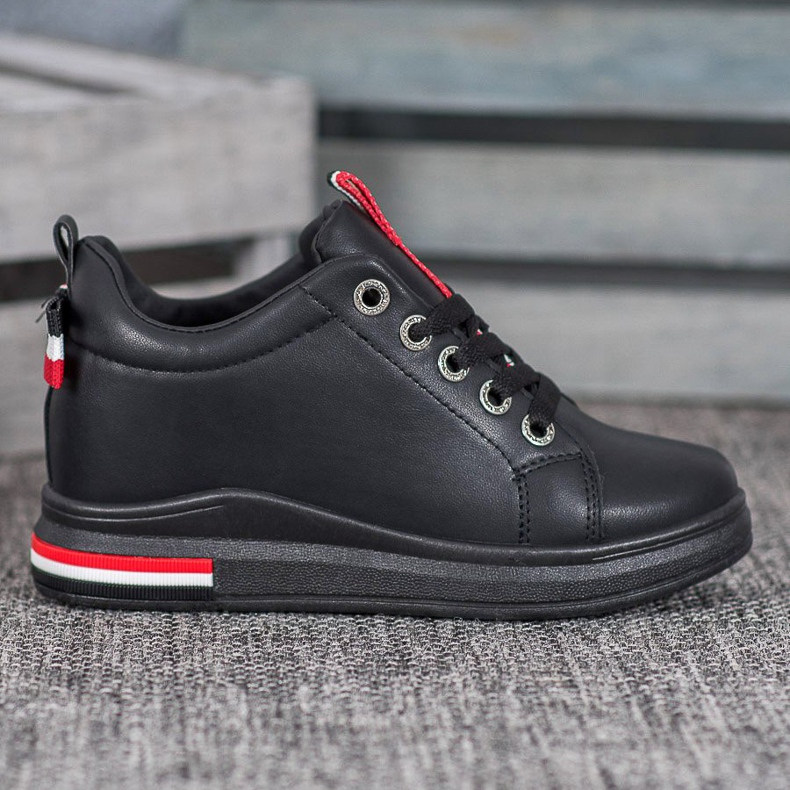 Weide Tenisice sa skrivenim klinom crna crvena 1