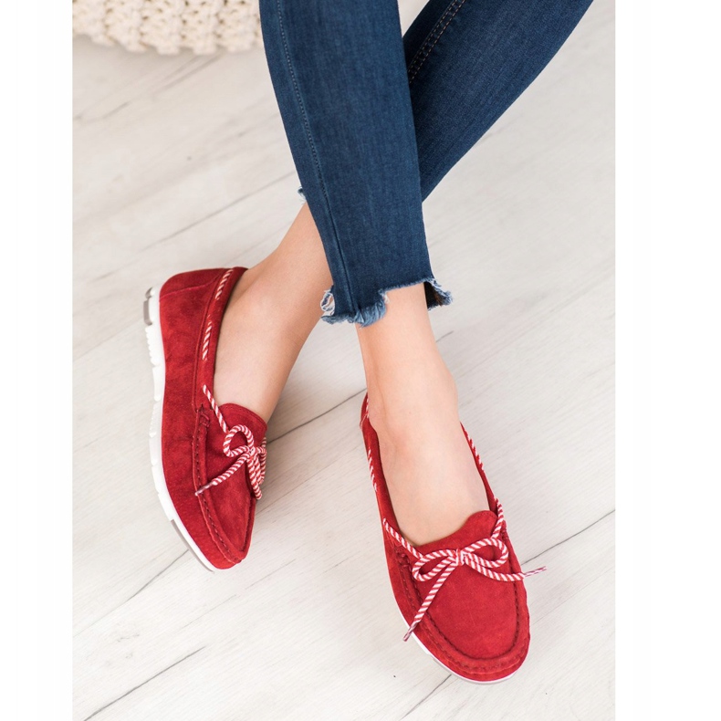 Filippo Kožne mokasine s prugastom mašnom crvena 1