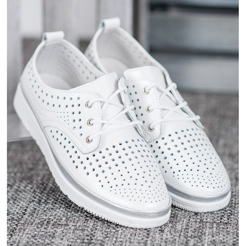 Filippo Ažurne kožne čizme bijela siva 2