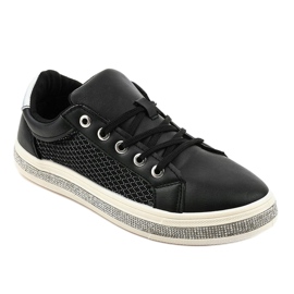 Crne tenisice ukrašene cirkonima 1153-Y crna siva 1