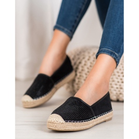 Best Shoes Crne espadrile s kristalima crno žuta boja 1