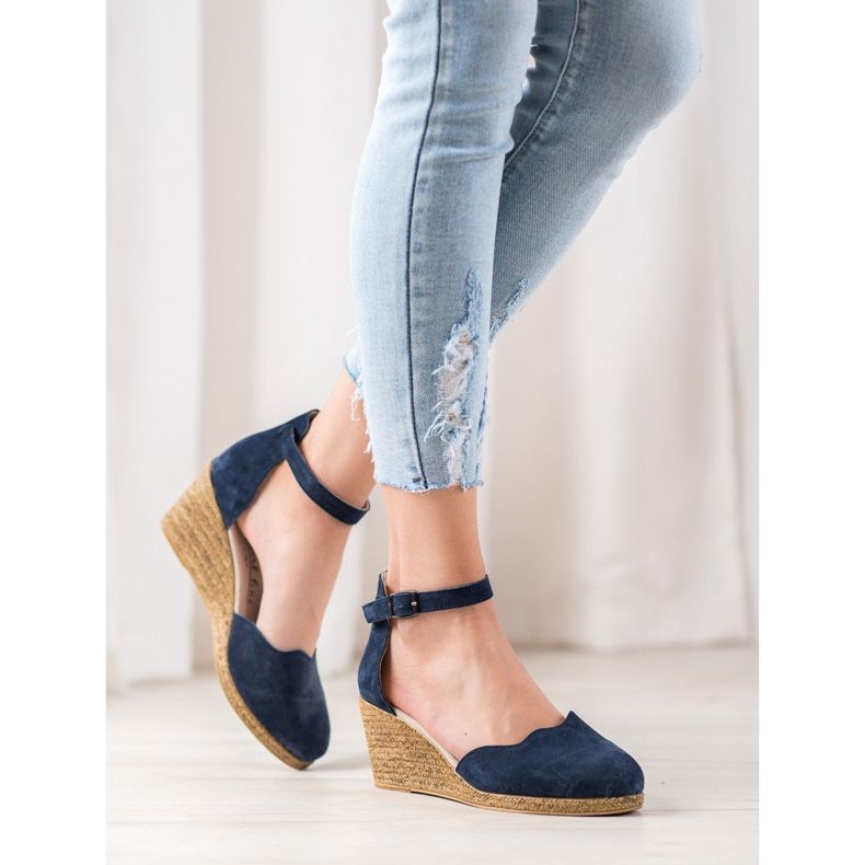 Filippo Kožne cipele na klin tamnoplava plava 1