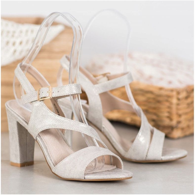 Goodin Elegantne sandale sa sjajem siva zlatna 1