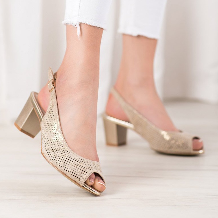 Goodin Ažur visoke štikle žuta boja 2