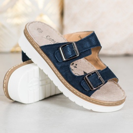 Filippo Udobne kožne papuče plava 1