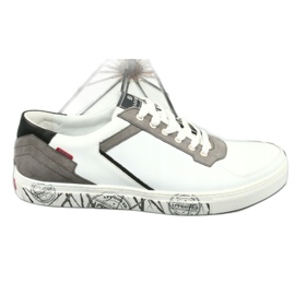 Kožne sportske cipele Badura 3361 bijele boje bijela crno siva 3