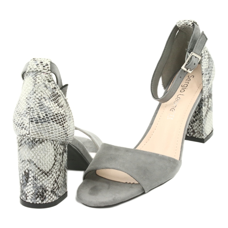 Sergio Leone Ženske sandale na uzorku životinjskog uzorka sk873 siva 6