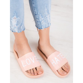 Small Swan LOVE &amp; HATE Eko kožne papuče ružičasta 1