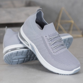 SHELOVET Sive tekstilne cipele na platformi siva 1