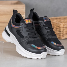 SHELOVET Crne tenisice s Holo efektom crna 1