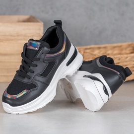 SHELOVET Crne tenisice s Holo efektom crna 2