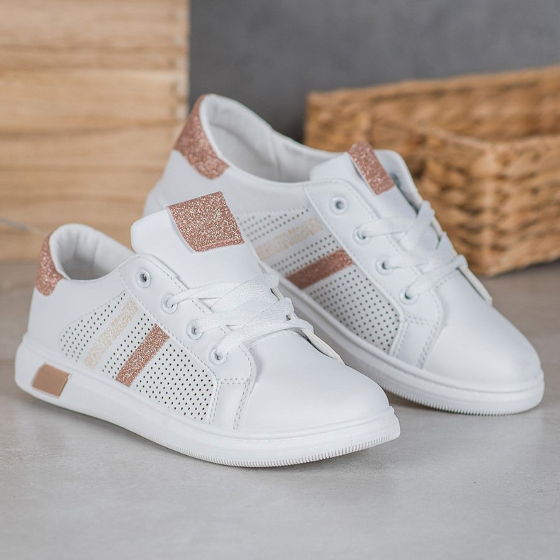 SHELOVET Bijele sportske cipele sa sjajem bijela žuta boja 1