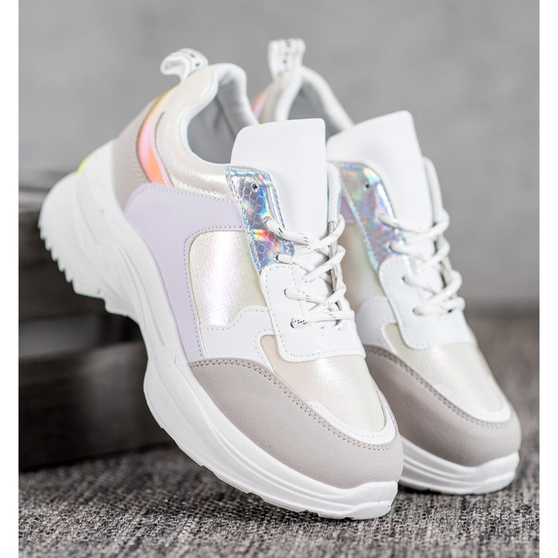 SHELOVET Udobne tenisice na platformi bijela višebojan 1