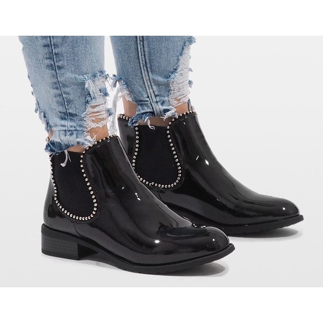 Crne lakirane čizme BO-237 # crna 2