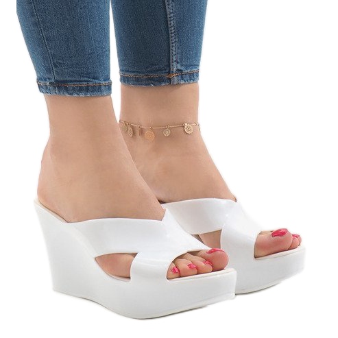 Bijele papuče s visokim potpeticama Meliski IR-70 bijela 1