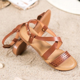 Small Swan Smeđe sandale s eko kožom smeđa 1